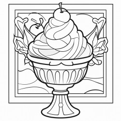 an ice cream sundae in a stained glass style
