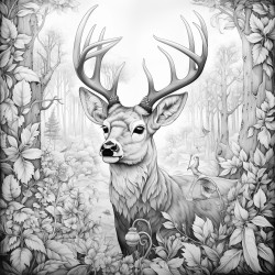 an abstract representation of animals in thick forest with lots of imaginations