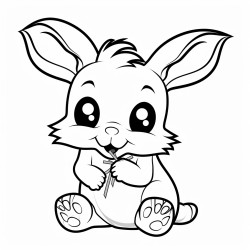baby rabbit eating a carrot