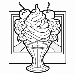 an ice cream sundae in a stained glass style
