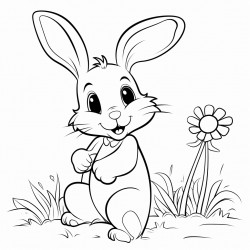 bunny in meadow finds a big carrot