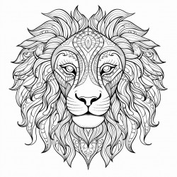 a lion with an intricate pattern inside of it coloring book photo no grayscale no color no shading thick lines