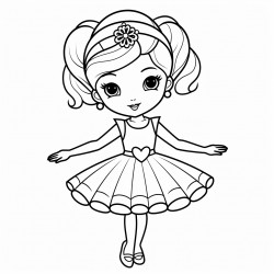 i would like a coloring page of a ballerina style cake with a ballerina cake topper