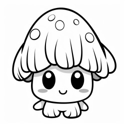 friendly cute mushroom kawai style simple lines