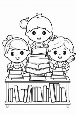 cute little kawaii characters learning in a safe friendly classroom