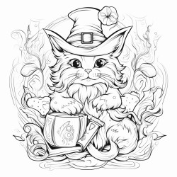 magical whimsical cartoon wizard cat