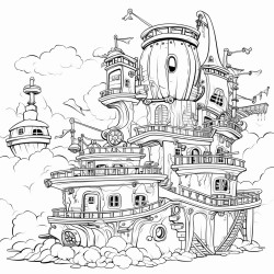 steampunk sky pirate hideout