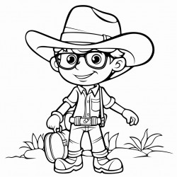 un paresseux avec des lunette un chapeau de cowboy dans une classe avec des lves humains