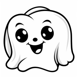 a friendly ghost shaped like a puppy with big round eyes