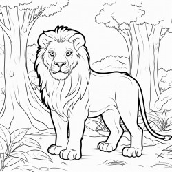 lion in a forest