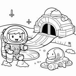 a kawaii astronaut training camp with obstacle courses and simulations