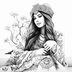 beautiful boho woman in a zen environment