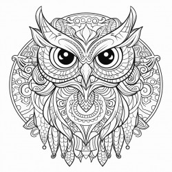 mandala owl with ornate pattern inside and outside nature theme