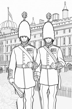 united kingdom kings guards in changing ceremony