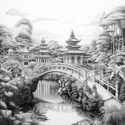 a scene of the balinese philosophy of tri hita karana