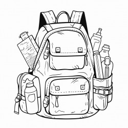 a bagpack filled with things from school