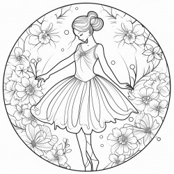 ballerina with a floral backdrop