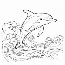 playful dolphin with cute features jumping over waves in the ocean