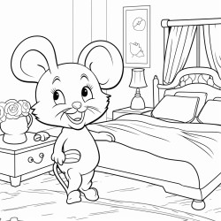 kawai mouse cartoons bedroom scene