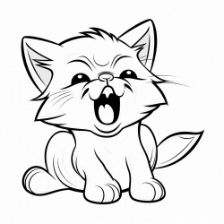 kitten yawning with paw on mouth