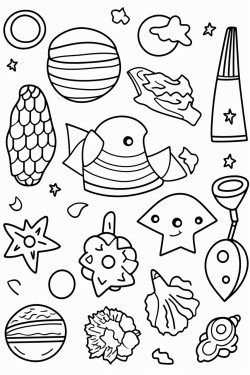 pgina para colorear con objetos ocultos