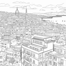 je veux colorier la ville de marseille en france caricatur