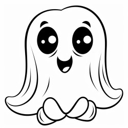 a friendly ghost shaped like a puppy with big round eyes