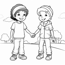 a 5 year old and 18 year old holding hands with