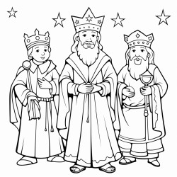 a depictioin of the north star and 3 wise men