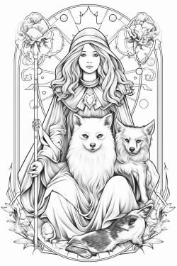a tarot card with pets