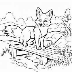 a red fox sitting on a bridge