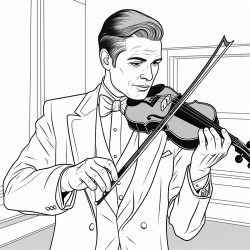 a man in a suit playing a violin