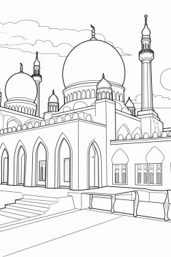 mosque with summer sun in the middle east