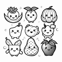 coloring pages for kids all types of cute fruits food and drinks