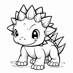 tiny female young stegosaurus manga style