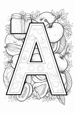 letter a with things starts with a as backgroung