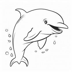 simple and cute dolphin drawing outline with thin bold lines