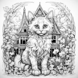 a halloween cat in a haunted manouse