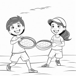 kids on the beach play with frisbees