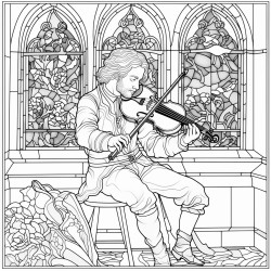 man playing the violin in a church