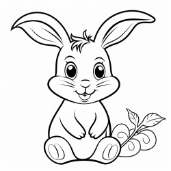 a smiling rabbit holding a carrot
