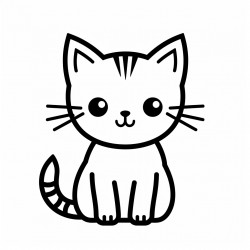 simple and cute cat outline drawing with thin bold lines