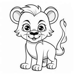 a cute  lion  coloring bookvector white background black and white black drawing
