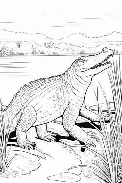 crocodile in front of a river