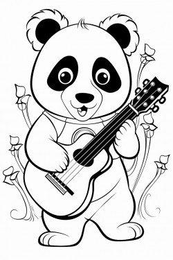panda playing music instruments