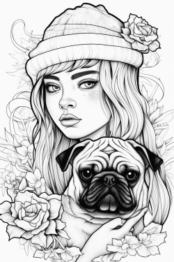 pug and girl