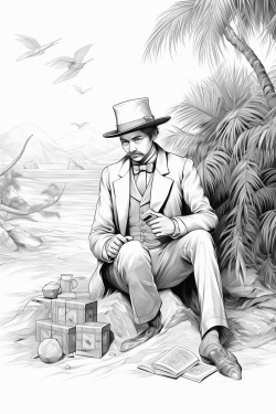 magician on beach with cards