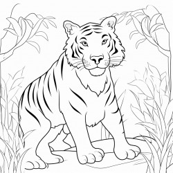 tiger in the jungle fat outlines