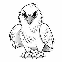 a cute eagle tengssuun  coloring bookvector white background black and white black drawing