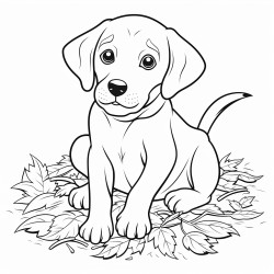 a labrador retriever playing in a pile of leaves